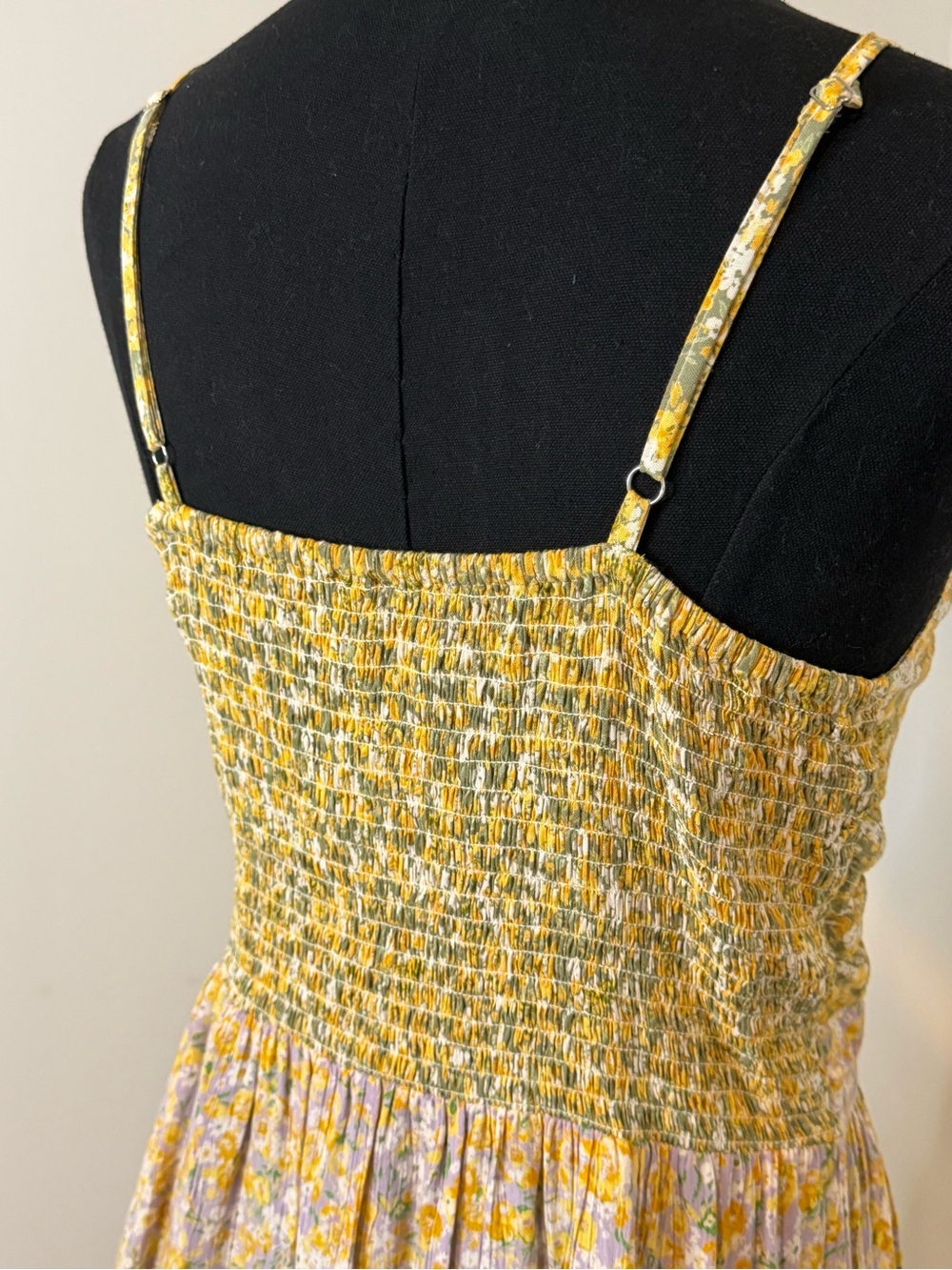 ANGIE - Floral Twist-Front Spaghetti Strap Dress in Yellow Multi - Picture 4 of 6